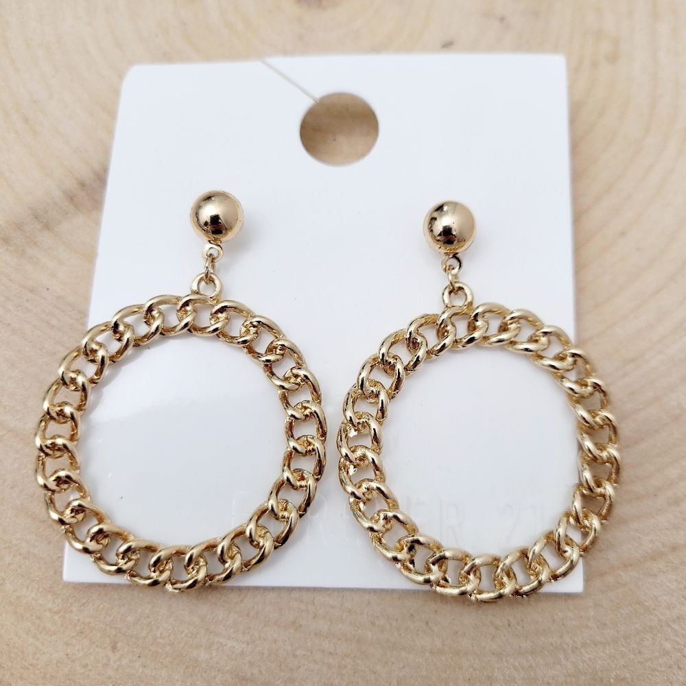 Brand New Forever 21 Gold Tone Hoops Earrings